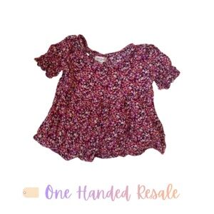 🌺 Cat & Jack Burgundy Flowy Floral Blouse Burgundy Dense Pink Orange XS